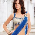 Indian Sari With Short Back Blouse Collection 2013-14 For Women (2)