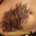 Latest Tiger Colorful Tattoos Designs For Ladies 2015-2016