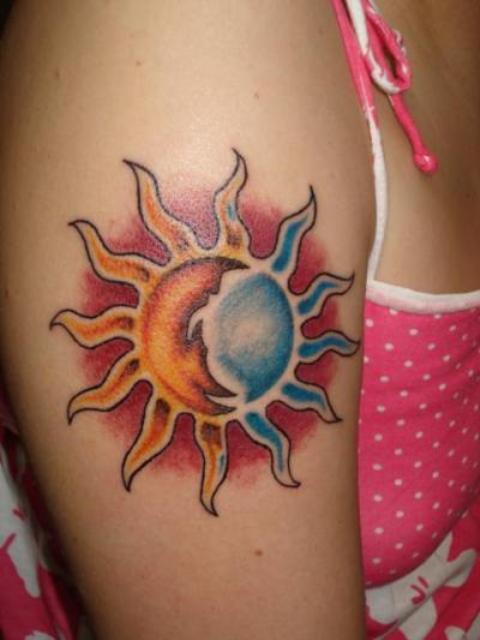 Sun & Moon Design Tattoos Art For Girls 2015-16